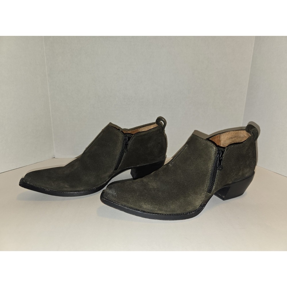 FRYE Sacha Moto Boots Brown Suede Ankle Bootie Boho Western Luxury Womens Sz 8